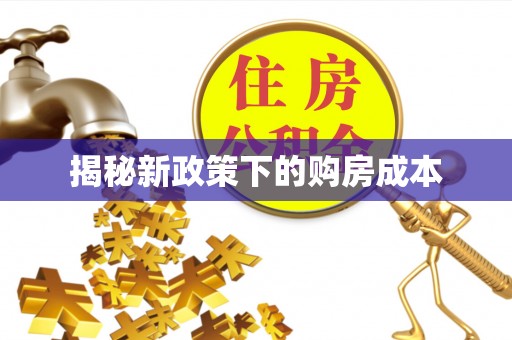 西峰揭秘新政策下的购房成本